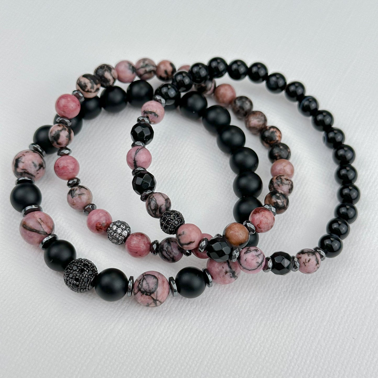 Rhodonite and Black agate.