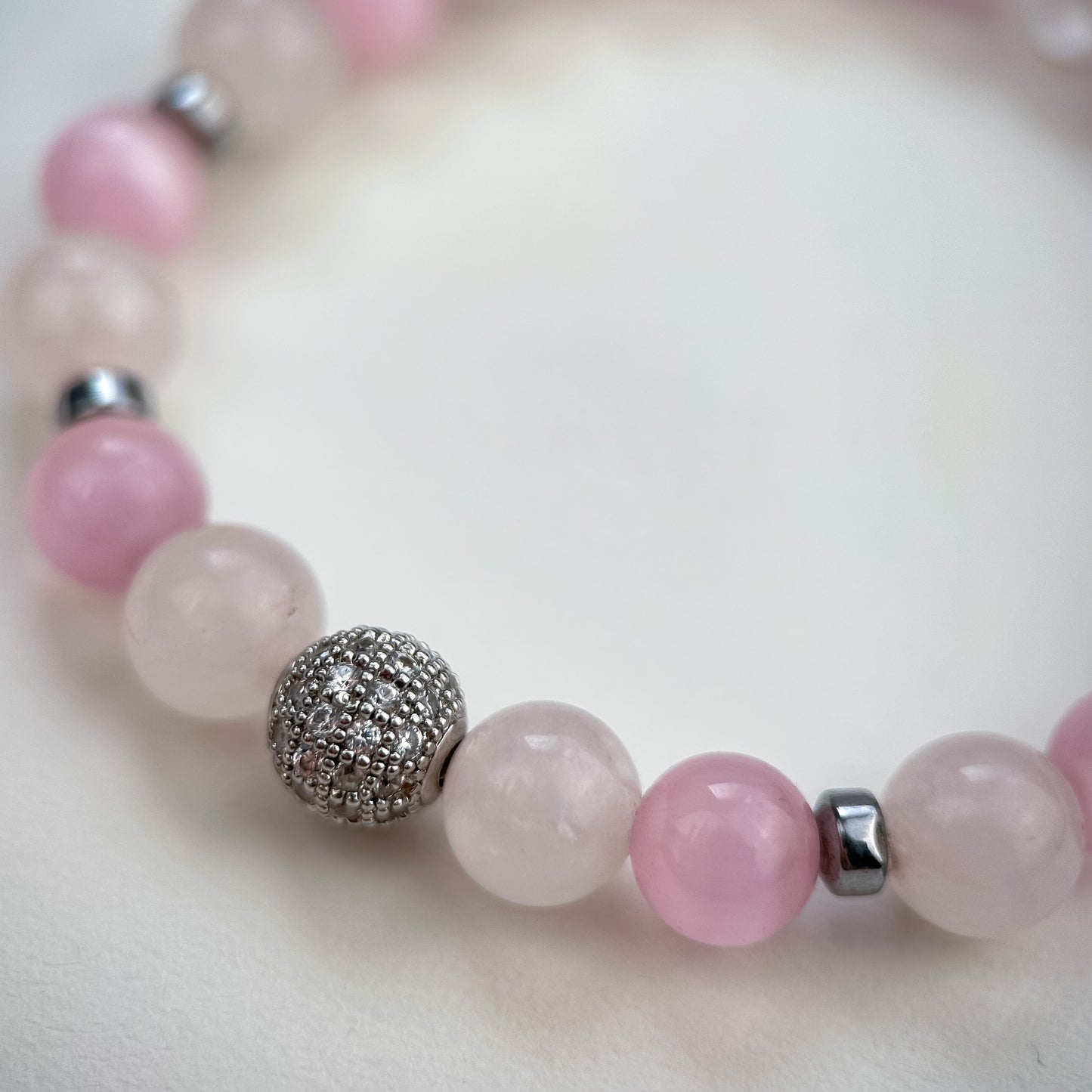 Rose quartz & cats eye bracelet