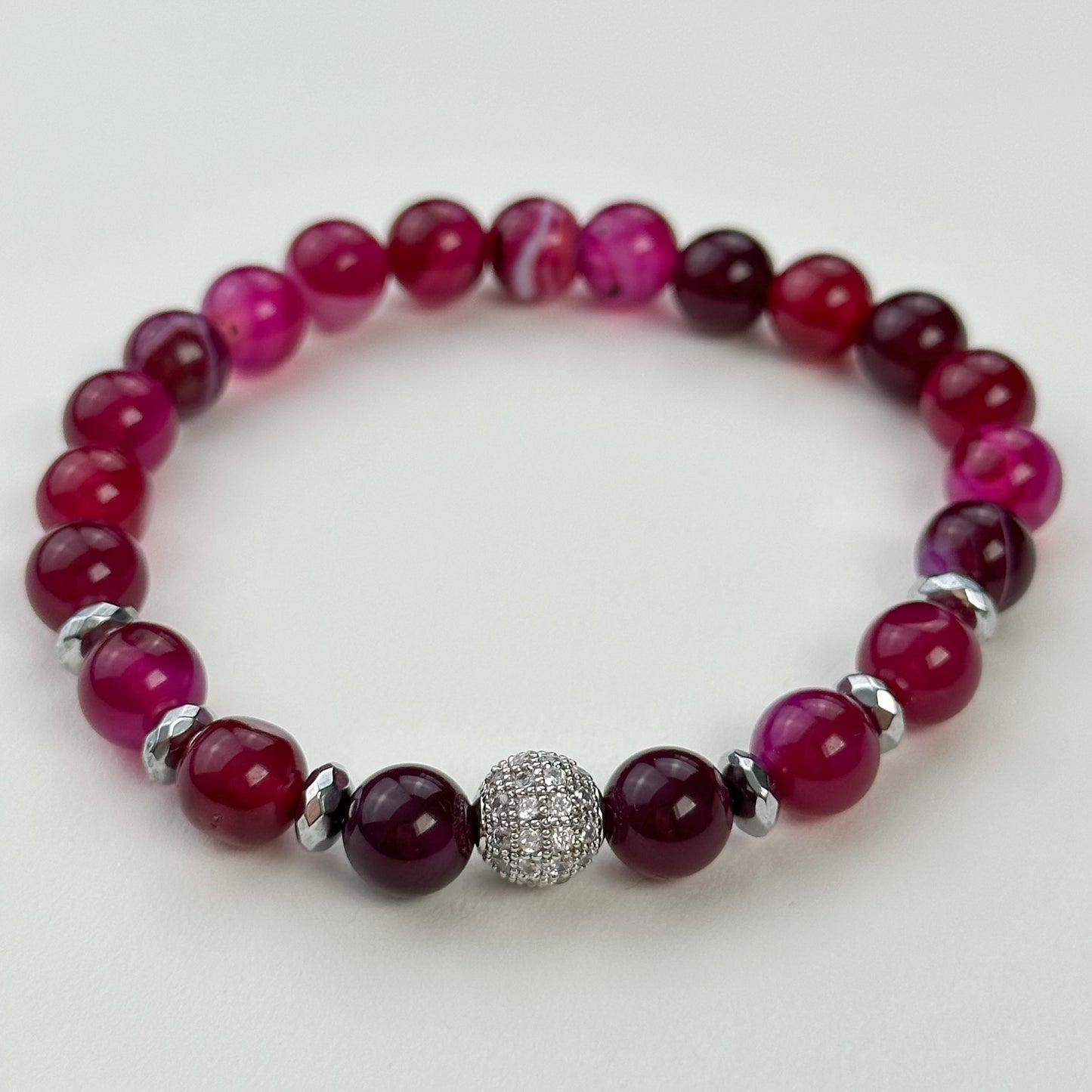 Pink agate bracelet.