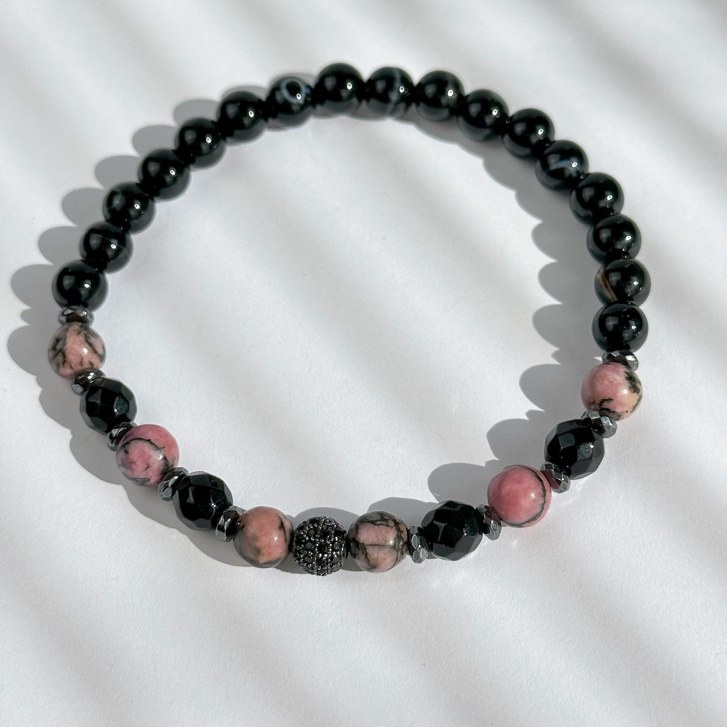 Rhodonite and Black agate.