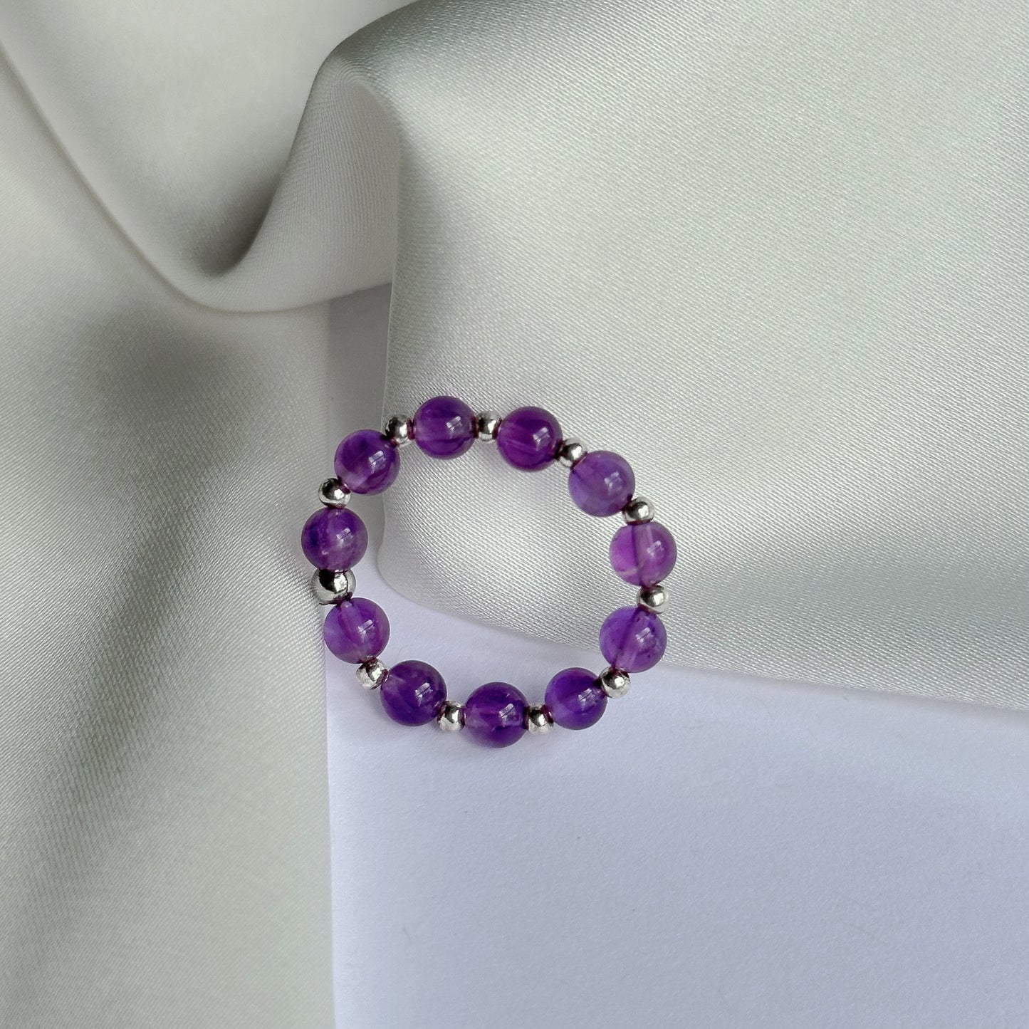 Beaded rings with silver