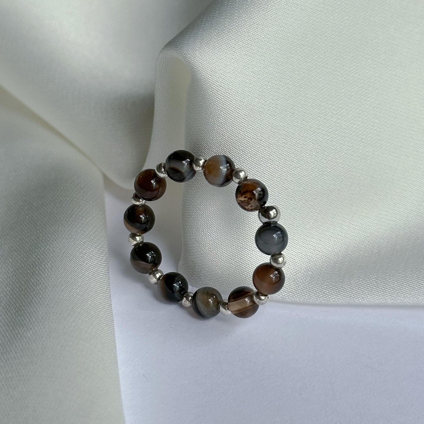 Beaded rings with silver