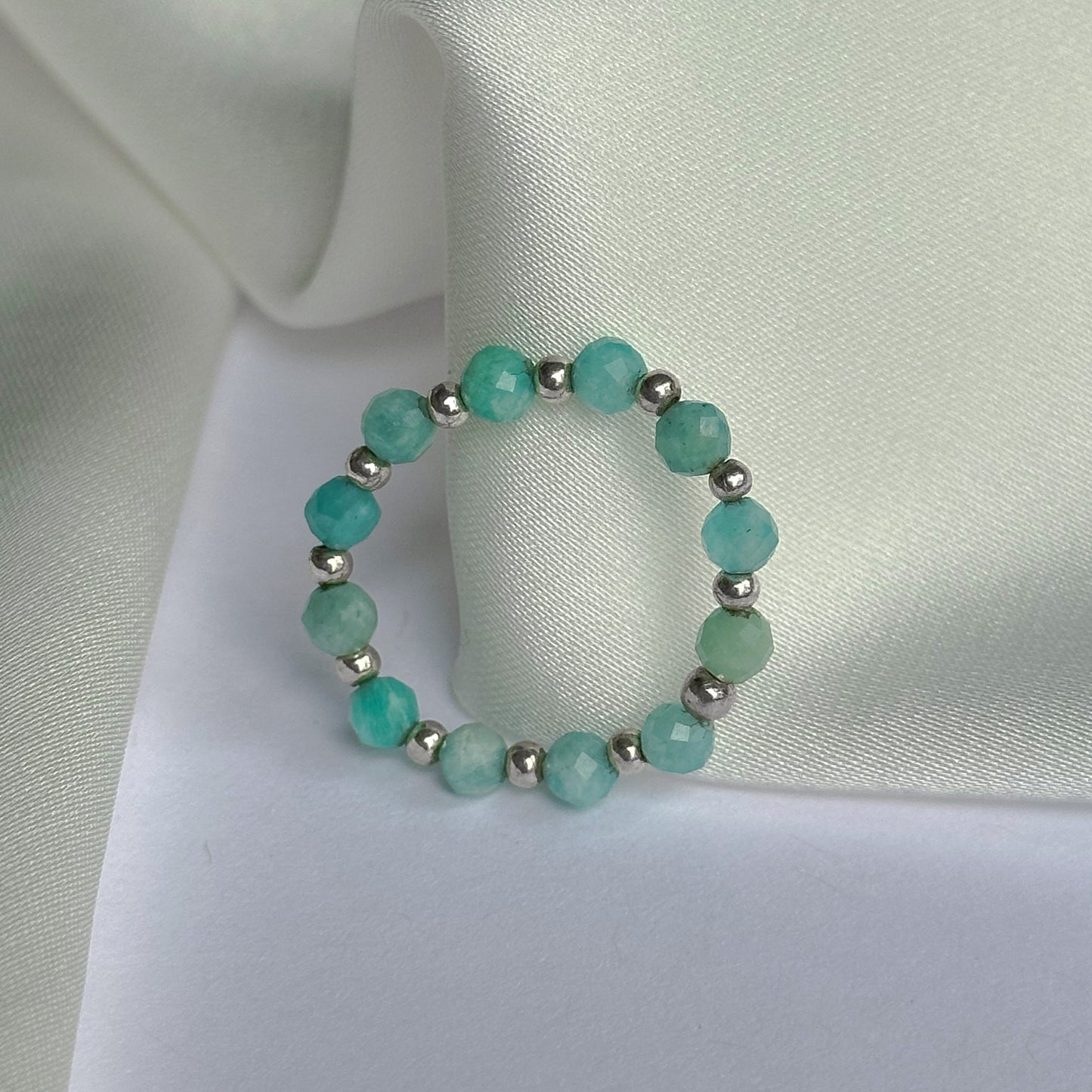 Beaded rings with silver