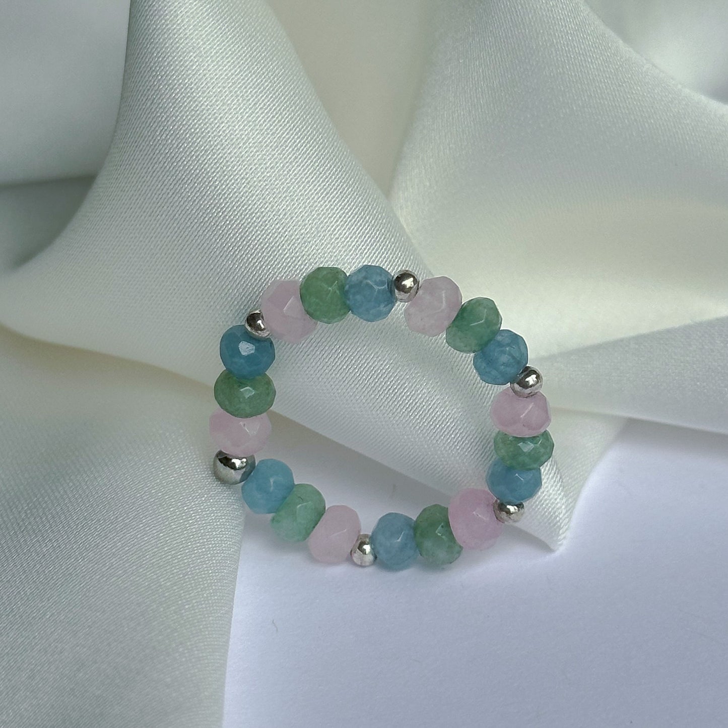 Beaded rings with silver