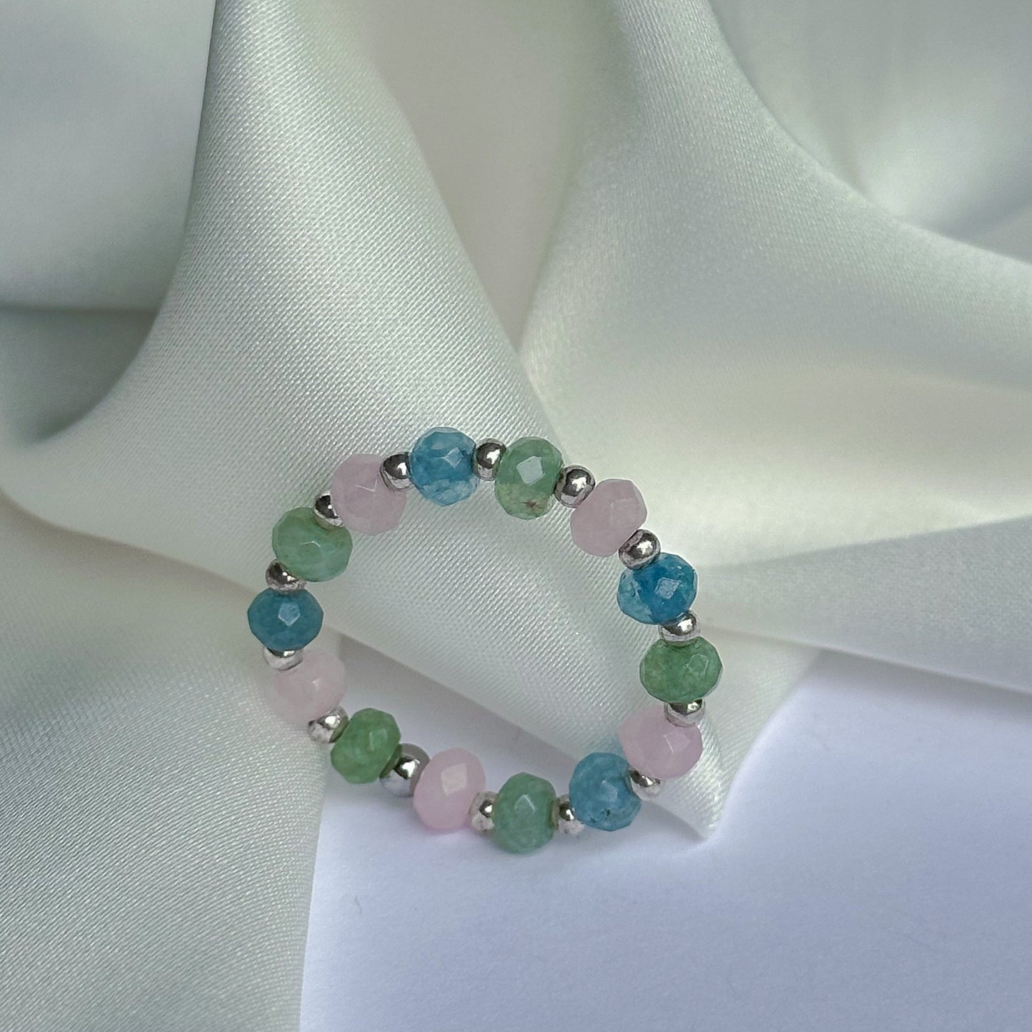 Beaded rings with silver