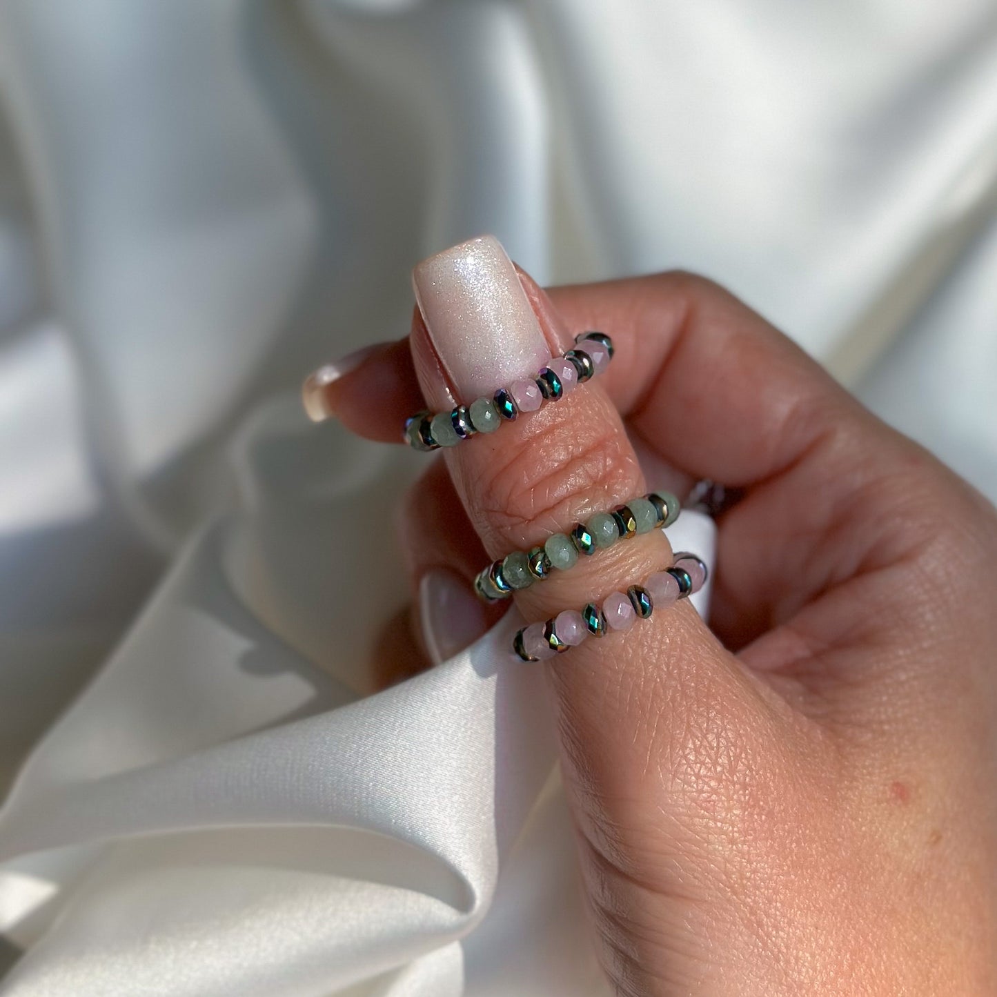 Beaded quartz rings
