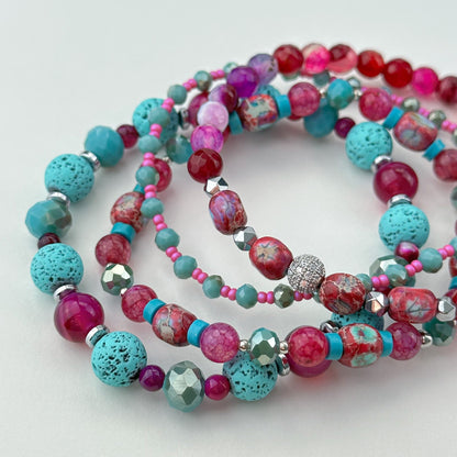 Pink Variscite bracelet stack