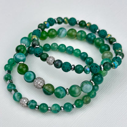 Green Agate Bracelet with golden hematite