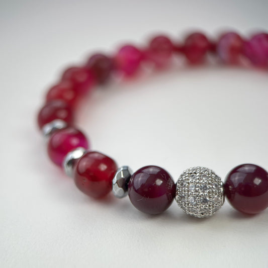 Pink agate bracelet.