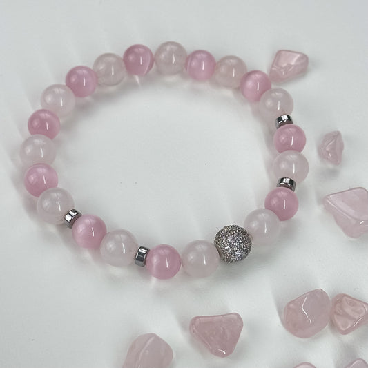 Rose quartz & cats eye bracelet