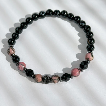 Rhodonite and Black agate.