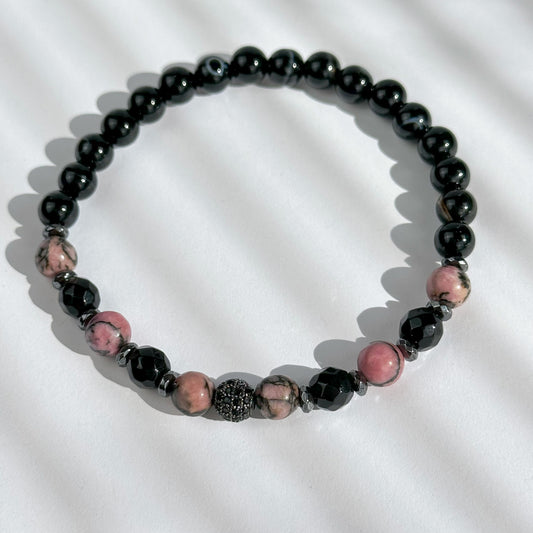 Rhodonite and Black agate.
