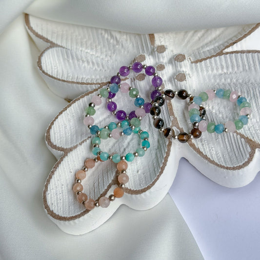 Beaded rings with silver