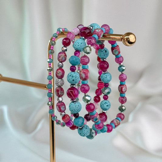 Pink Variscite bracelet stack