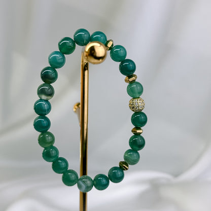 Green Agate Bracelet with golden hematite