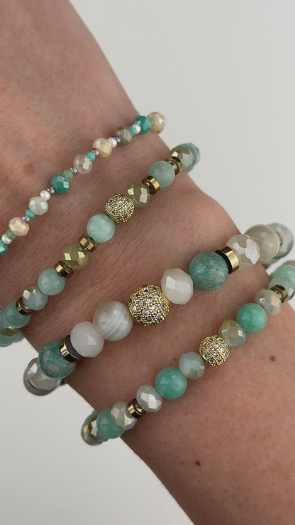 Amazonite, quartz and agate set